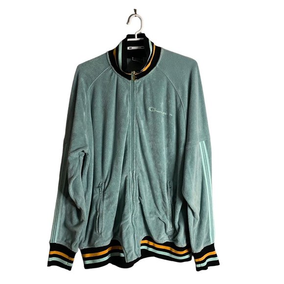 Champion Other - Champion Men's Retro Inspired Terry Eucalyptus Green Warm Up Jacket Sz L